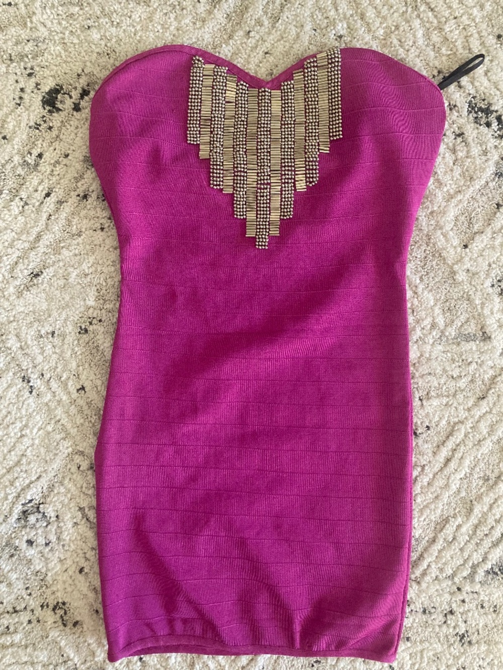 New bebe 2b purple pink strapless bandage tube studded dress large L